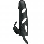PRETTY LOVE - SILIKONOWA WIBRACYJNA NAKŁADKA NA PENISA 14 CM CZARNA