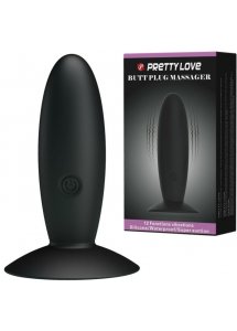 PRETTY LOVE - SILIKONOWY PLUG ANALNY Z WIBRACJAMI CZARNY