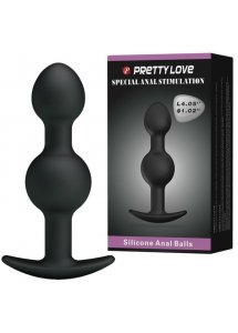PRETTY LOVE - SILIKONOWE KULKI ANALNE CZARNE 10.3 CM