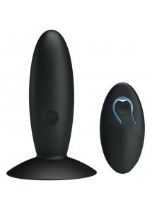 PRETTY LOVE - SILIKONOWY PLUG ANALNY Z WIBRACJAMI I PILOTEM CZARNY