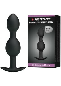 PRETTY LOVE - SILIKONOWE KULKI ANALNE CZARNE 12.5 CM