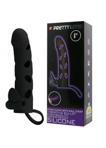 PRETTY LOVE - SILIKONOWA WIBRACYJNA NAKŁADKA NA PENISA CZARNA