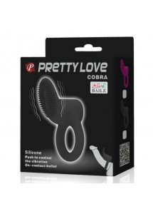 PRETTY LOVE - WIBRACYJNY PIERŚCIEŃ NA PENISA CZARNY COBRA