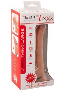 REALISTIXXX - NATURALNY WIBRATOR Z ŻYŁAMI ŻOŁĘDZIEM I PILOTEM 22.5CM