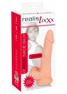 REALISTIXXX - NATURALNY WIBRATOR Z ŻYŁAMI ŻOŁĘDZIEM I PILOTEM 18CM
