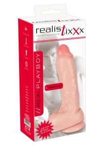 REALISTIXXX - NATURALNY WIBRATOR Z ŻYŁAMI ŻOŁĘDZIEM I PILOTEM 23CM