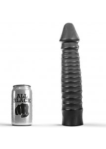 CZARNE PRĄŻKOWANE DILDO ALL BLACK 26CM