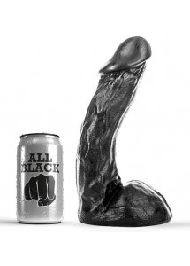 CZARNE REALISTYCZNE ZAKRZYWIONE DILDO ALL BLACK DONG 23CM