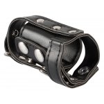 REBEL - SKÓRZANY PIERŚCIEŃ NA PENISA I JĄDRA Z D-RINGIEM CZARNY