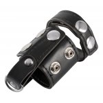 REBEL - SKÓRZANY PIERŚCIEŃ NA PENISA I JĄDRA Z D-RINGIEM CZARNY