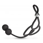 REBEL - PIERŚCIEŃ NA PENISA/JĄDRA Z KORALIKAMI ANALNYMI