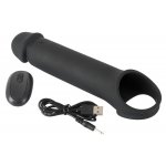 REBEL - ZDALNIE STEROWANA NAKŁADKA NA PENISA CZARNA +8CM