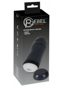 REBEL - PORĘCZNY MASTURBATOR Z FUNKCJĄ WIBRACJI I SSANIA CZARNY