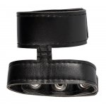 REBEL - SKÓRZANY PIERŚCIEŃ NA PENISA I JĄDRA Z GUZIKIEM CZARNY