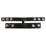 REBEL - SKÓRZANY PIERŚCIEŃ NA PENISA I JĄDRA Z GUZIKIEM CZARNY