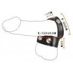 REBEL - SKÓRZANY PIERŚCIEŃ NA PENISA I JĄDRA Z GUZIKIEM CZARNY