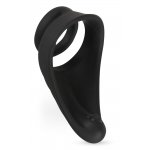 REBEL - ROZCIĄGLIWY PIERŚCIEŃ NA PENISA ZE STYMULATOREM KROCZA CZARNY