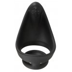 REBEL - ROZCIĄGLIWY PIERŚCIEŃ NA PENISA ZE STYMULATOREM KROCZA CZARNY