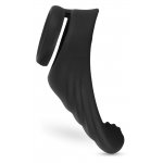 REBEL - ROZCIĄGLIWY PIERŚCIEŃ NA PENISA ZE STYMULATOREM KROCZA CZARNY