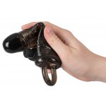 REBEL - WIBRUJĄCA NAKŁADKA NA PENISA Z PIERŚCIENIEM JĄDER 19CM