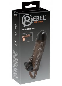 REBEL - WIBRUJĄCA NAKŁADKA NA PENISA Z PIERŚCIENIEM JĄDER 19CM