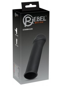 REBEL - CZARNA NAKŁADKA NA PENISA Z ŻOŁĘDZIEM +2CM
