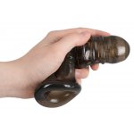 REBEL - NAKŁADKA NA PENISA Z OTWOREM NA JĄDRA I ROWKAMI CZARNA