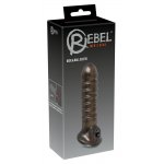 REBEL - NAKŁADKA NA PENISA Z OTWOREM NA JĄDRA I ROWKAMI CZARNA