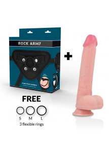 ROCK ARMY - REALISTYCZNE DILDO STRAP-ON Z PRZYSSAWKĄ NATURALNE 24 CM
