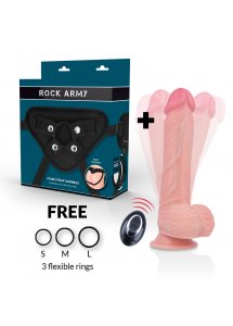 ROCK ARMY - REALISTYCZNY WIBRATOR STRAP-ON Z PRZYSSAWKĄ NATURALNY 22 CM