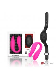 RÓŻOWY UROCZY WIBRATOR “WEAR WATCH” Z CZARNYM ZEGARKIEM WATCHME 