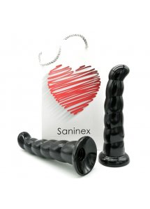SANINEX - SILIKONOWE PRĄŻKOWANE DILDO 19 CM CZARNE