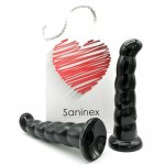 SANINEX - SILIKONOWE PRĄŻKOWANE DILDO 19 CM CZARNE
