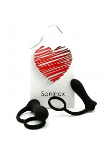 SANINEX - SILIKONOWY WIBRATOR ANALNY Z PIERŚCIENIEM CZARNY