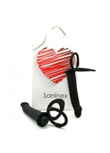 SANINEX - SILIKONOWY WIBRATOR ANALNY Z PIERŚCIENIAMI CZARNY