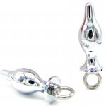 SANINEX - SREBRNY KOREK ANALNY Z PIERŚCIENIEM 9.5 CM