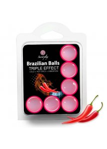 SECRETPLAY - BRAZYLIJSKIE KULKI 6 SZTUK EFEKT OSTRY/CHŁODZĄCY/WIBRUJĄCY
