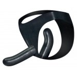 DAMSKIE LATEKSOWE MAJTECZKI Z DWOMA WBUDOWANYMI DILDAMI CZARNE