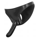 DAMSKIE LATEKSOWE MAJTECZKI Z DWOMA WBUDOWANYMI DILDAMI CZARNE