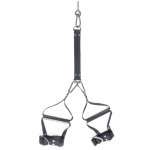 SIR RICHARDS - KOMPLET MANKIETÓW DO ZAWIESZENIA Z PIERŚCIENIEM CZARNE BDSM