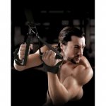 SIR RICHARDS - KOMPLET MANKIETÓW DO ZAWIESZENIA Z PIERŚCIENIEM CZARNE BDSM