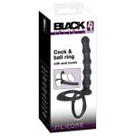 PIERŚCIEŃ NA PENISA I JĄDRA Z ANALNYM DILDO-BLACK VELVETS