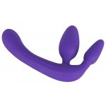 STRAPLESS STRAP-ON - DILDO DO DZIKICH GIER Z 3 WTYCZKAMI FIOLETOWY