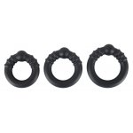 REBEL - ZESTAW 3 SILIKONOWYCH PIERŚCIENI NA PENISA CZARNE