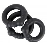 REBEL - ZESTAW 3 SILIKONOWYCH PIERŚCIENI NA PENISA CZARNE
