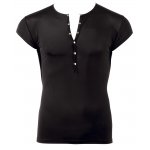 SVENJOYMENT - CZARNA MĘSKA KOSZULKA Z 6-CIOMA GUZICZKAMI Z PRZODU