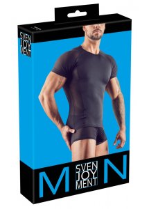 SVENJOYMENT - CZARNA MĘSKA KOSZULKA PRZEZROCZYSTA PO BOKACH