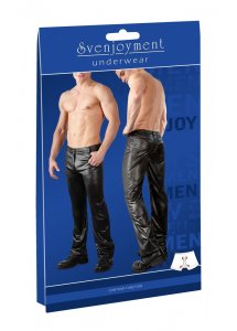 SVENJOYMENT - CZARNE JEANSY "WET LOOK" Z 5 KIESZENIAMI W POŁYSKU