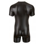 SVENJOYMENT - CZARNY MATOWY MĘSKI KOMBINEZON KRÓTKI Z ZAMKIEM BŁYSKAWICZNYM