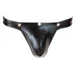 SVENJOYMENT - LŚNIĄCE CZARNE MĘSKIE STRINGI Z WORECZKIEM